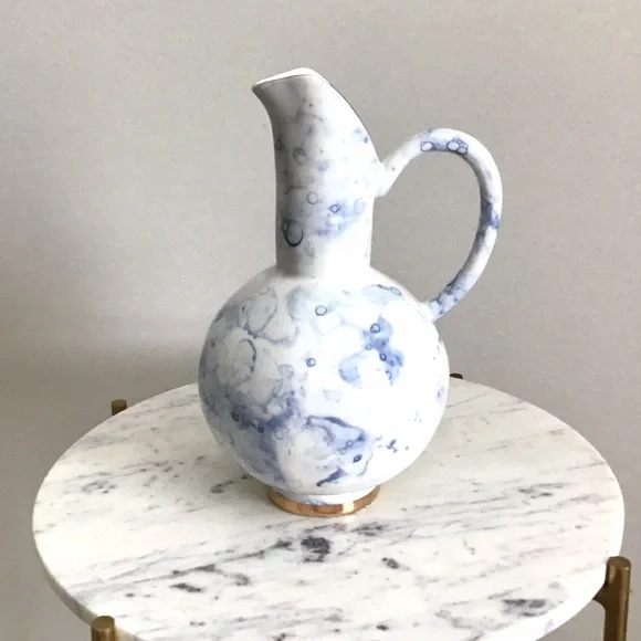 Anthropologie Hand Glazed Stoneware Large Pitcher Vase New In Box Rare NWT